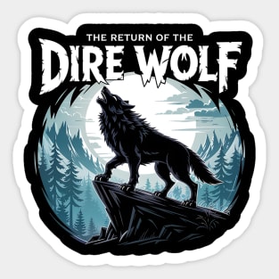 The Return of the Dire Wolf – Howling Wolf in Dark Forest Full Moon Scene Sticker